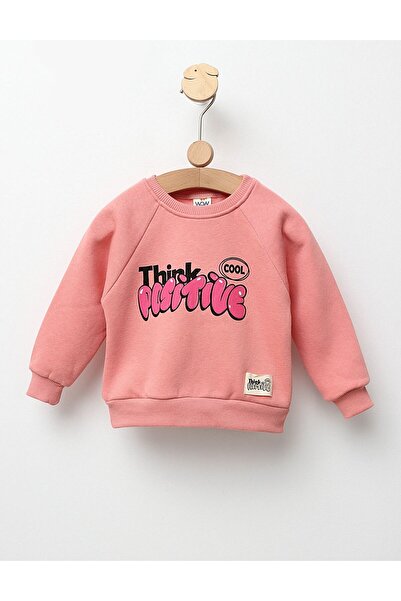MiniKids Bluza vatuita Think Positive model roz-prafuit 104 (3-4 ani)