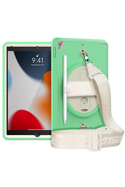 Other iPad 6/5 9.7 Case - Shockproof, 360 Stand, Shoulder Belt - PC/TPU, Green