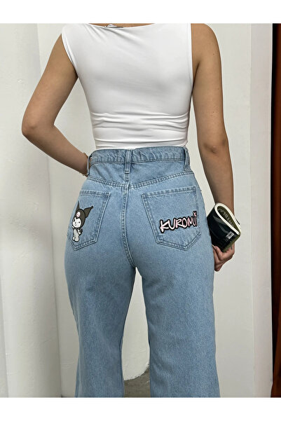 DAĞON'S Blugi cu picior larg și detalii brodate cat cat