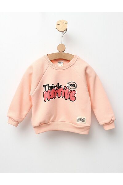 MiniKids Bluza vatuita Think Positive model corai 98 (24-36 luni)