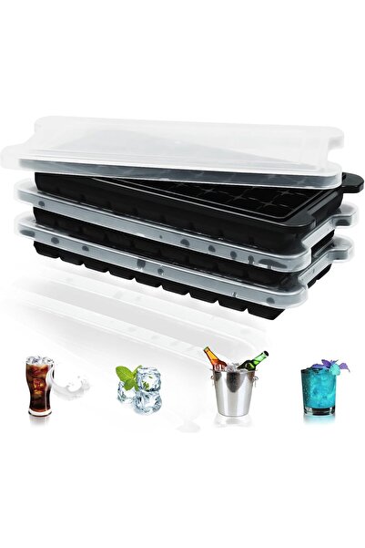 Other Forme Gheață Silicon cu Capac - Set 3 Bucăți, Fără BPA, 108 Cuburi - Ne...