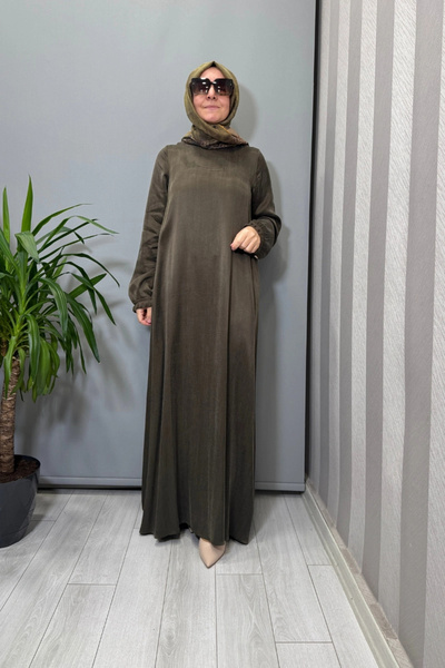 MISS DALIDA Cupro Silk Dress Khaki T26K-4015