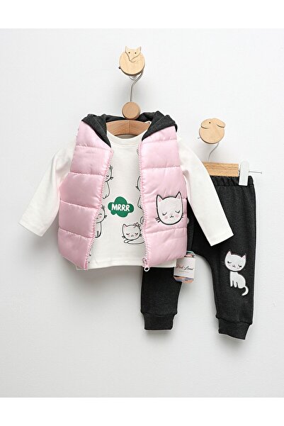 MiniKids Compleu cu vesta Pink Luna cu roz 80 (9-12 luni)