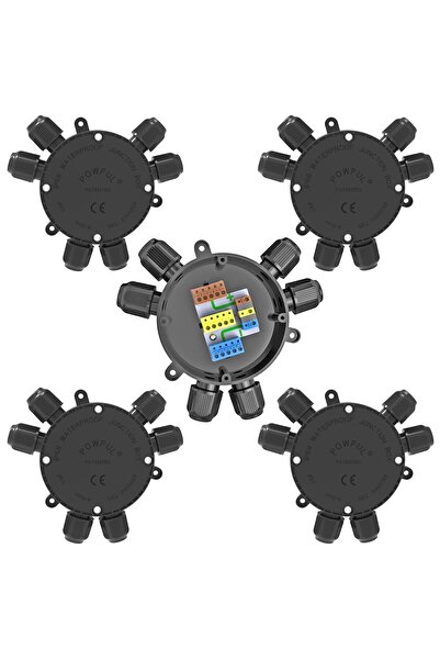 Other Set of 5 Waterproof Junction Boxes IP68 - Quick Connect, PC, 32A, 2-6 W...