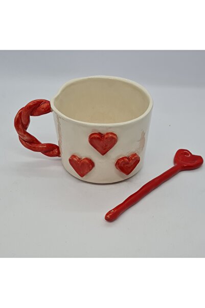 senseoftouch Love Cup Mug Handmade Ceramic Three Hearts