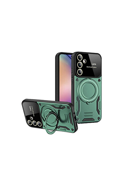 cepmoda غطاء سامسونج جالاكسي "S24 FE" ماصّ للصدمات مع حامل 360 درجة وحلقة حما...