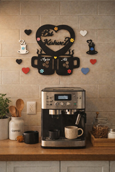 mrchediyesepeti Mutfak duvar süsü kişiye özel bı kahve temalı kalpli no 015