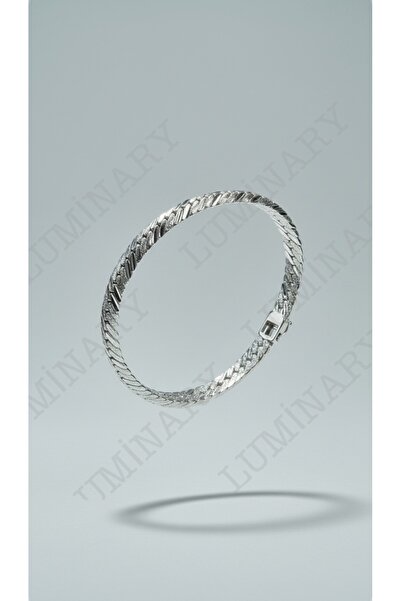 Luminary Atelier Silver Kelepçe Bileklik Paslanmaz Çelik Burgu Desenli Modern...