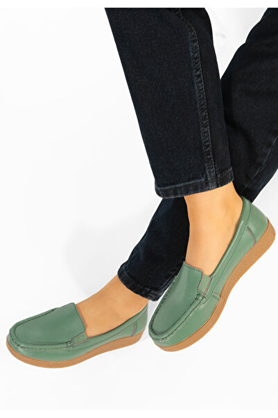 B T Shoes Nerida green genuine Leather loafers