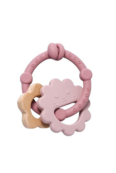 Other Sensory Teething Toy - Silicone and Beech Wood - Set of 3 Pieces, Pink,...