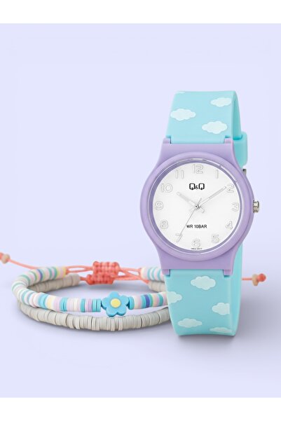 Q&Q Çocuk Kol saati 30mm 10ATM V06A-012VY Bileklikli