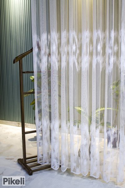 Taç Glacier Patterned Tulle Curtain - 1X3 Dense Pleats - Professional Installation - White