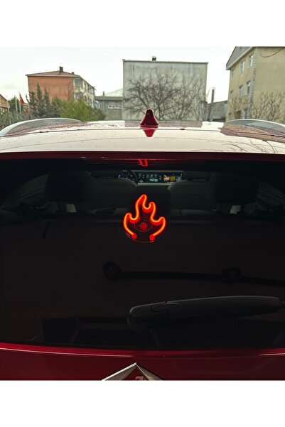 3dbaydesign ديكور مضيء من النيون LED للسيارة بتأثير النار (اللهب) (أحمر مع مص...