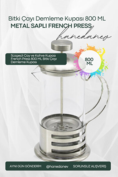 Hanedanev 800 ml Herbal Tea Brewing Cup with Strainer Tea and Coffee Cup Fren...