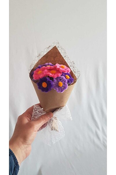 Badem Hediyecilik El Yapımı Şönil Çiçek Buket – Dekoratif, Solmayan, Hediye İ...