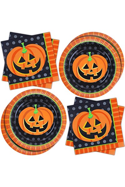 Other Halloween Plates and Napkins Set - Paper, Pumpkin Motif - 40 Pieces, 20...