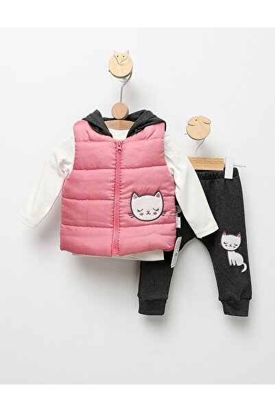 MiniKids Compleu cu vesta Pink Luna cu roz-prafuit 68 (3-6 luni)