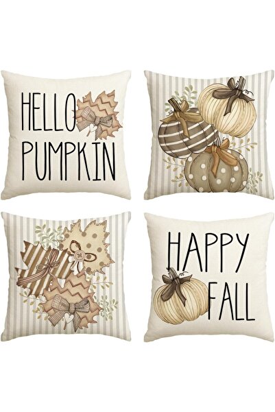 Other Set Fețe de Pernă Decorative Toamnă - 4 Bucăți, Poliester, Motiv Frunze...