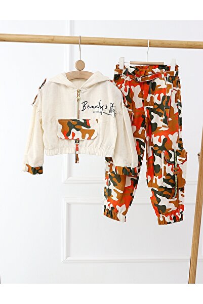 MiniKids Set Beauty Style Crop Top Army cu portocaliu 152 (11-12 ani)