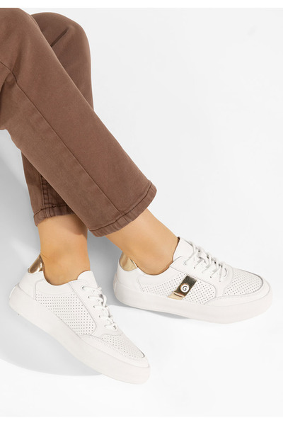 B T Shoes Sneakers dama piele Jayne albi