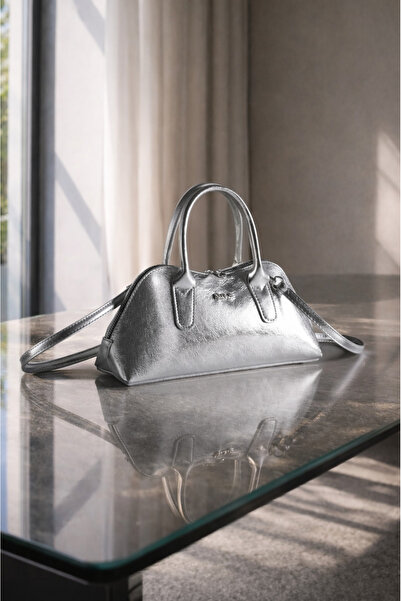 Rimense Women's Silver Color Long Strap Hand and Shoulder Bag