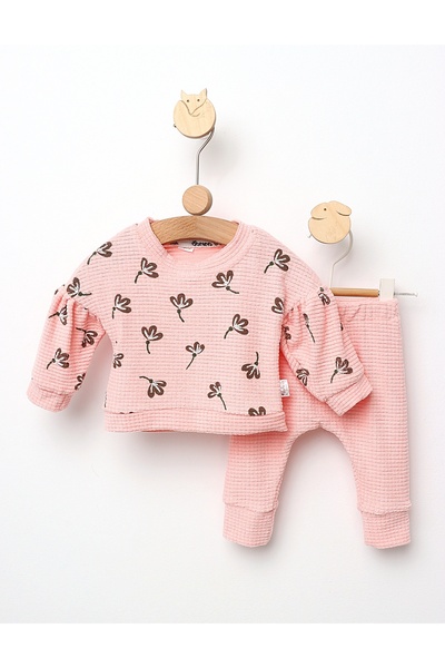 MiniKids Costumas gofrat Flowers model roz 80 (9-12 luni)