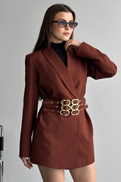 spirituel Women's Blazer Jacket Stylish Double-Breasted Collar Padded Jacket ...