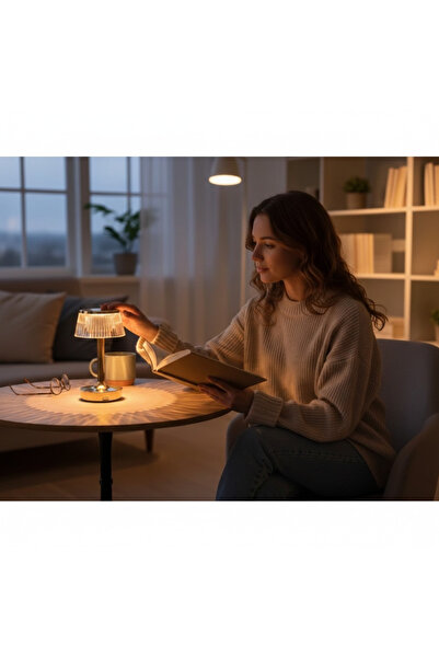 Helios Kristal Dokunmatik Şarjlı Masa Lambası 3 Renk LED Işıklı Dimlenebilir