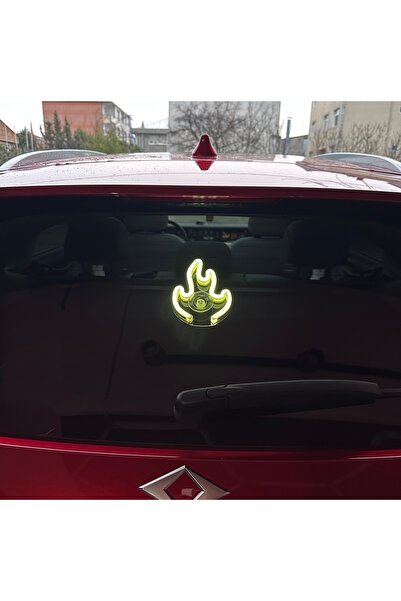 3dbaydesign ديكور مضيء من النيون LED للسيارة بتأثير النار (اللهب) (أبيض مع مص...