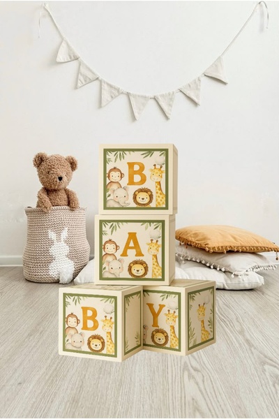 BİDOLUMUTLULUK BABY Yazılı Safari Temalı Balon Kutu Seti – Doğum Günü Süsleme...