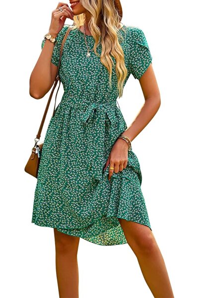 Other IFFEI Women's Boho Summer Dress - A-Line Cut, Ruffles, Belt, Breathable...