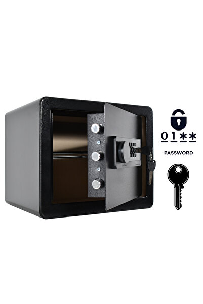 Other Armored Home Safe, Electronic Lock and Key, Q235 Steel, 30x35x30 cm, Black