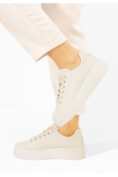 B T Shoes Women's Calypso beige Leather sneakers