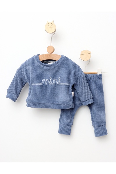 MiniKids Costumas gofrat Mini model albastru 80 (9-12 luni)