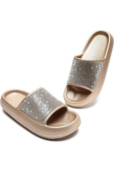 Other Women's Slipper with crystals - thick non-slip sole, elegant golden fli...
