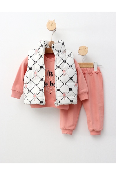 MiniKids Σετ γιλέκο κουνελάκι, κοραλί 74 (6-9 μηνών)