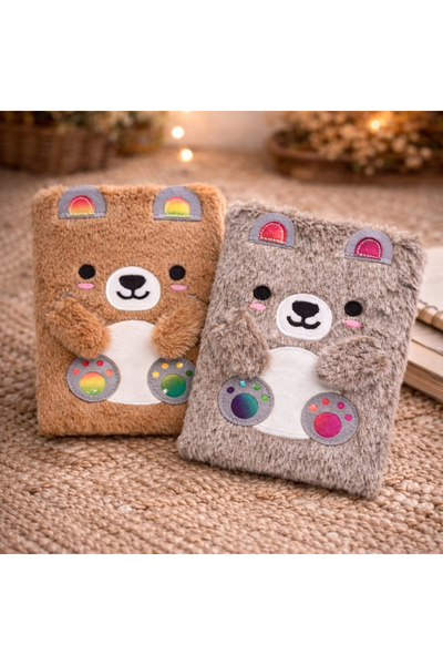 Livenda Cute Plush Striped Notebook