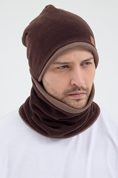 Butikgiz Men's Brown Fleece Outer Layer, Light Brown Cotton Inner Layer, Doub...