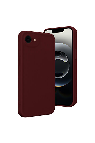 cepmoda iPhone 16E Mat Kalın Silikon Telefon Kılıfı Darbe Emici - Bordo