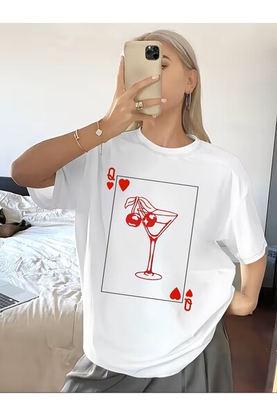 yombaa Cherry Poker Printed Design with Wine Glass