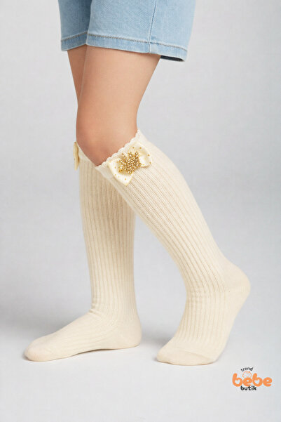 Trend Bebe Butik Дълги памучни чорапи за момичета до коляното с детайл принце...