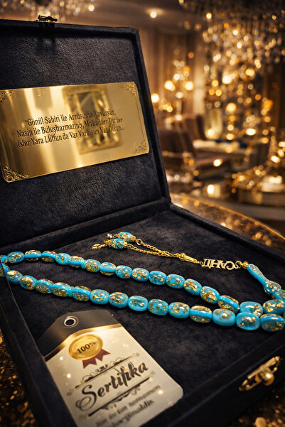 Altınsoy collection Premium Kişiye Özel İsimli Firuze Taşlı Altın Parçacıklı ...