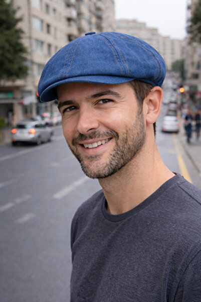 PaminBags Aksesuar قبعة بيكمون بيكي بلايندرز من قماش الدنيم المطاطي طراز UN0088