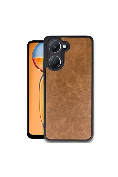 cepmoda Vivo Y18 Compatible Leather-Look Phone Case Shock-Absorbing Cover - Tan