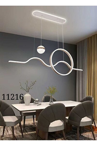 Kt A rectangular hanging chandelier in cream color with three lights (white, ...