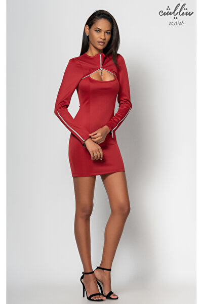 Stylihs short red dress with zipper