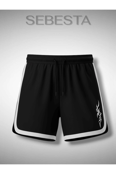 Sebesta Fashion Left-Printed Premium Jersey Ribbed Sports Shorts