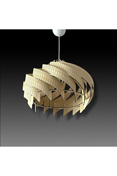 Ferisa Home 30cm Bohem Ahşap Spiral Sarkıt Avize Modern Dekoratif Tekli Salon...