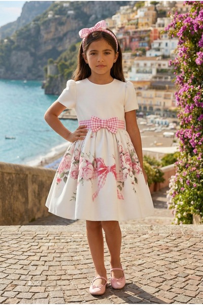 Alesayi_kids Eid dress with a collar, sizes 3 to 7 years