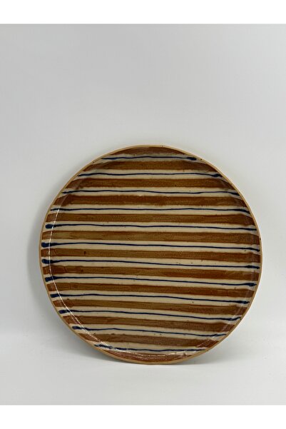 Atelier Upra Milana El Yapımı Çizgili Stoneware Seramik Sunum Tabağı